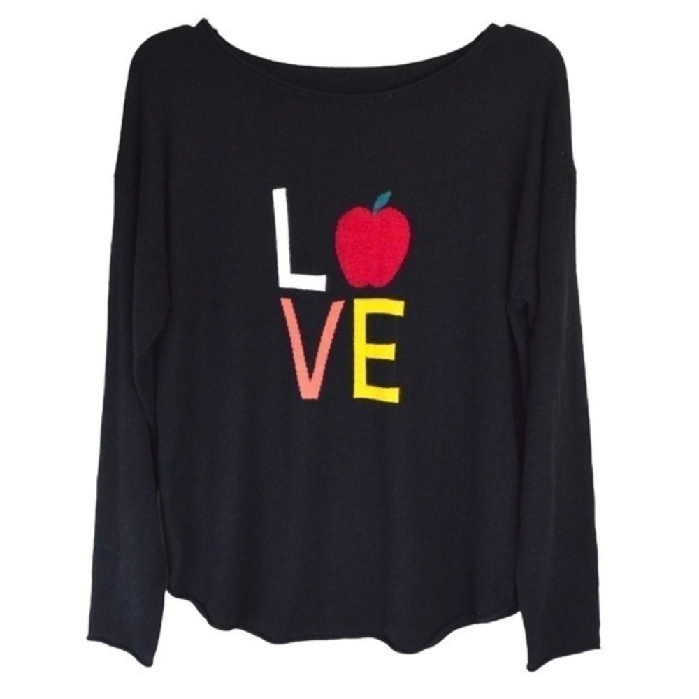 Rachel Zoe LOVE Knit Black Soft Long Sleeve Scoop Neck Sweater Teacher Educator